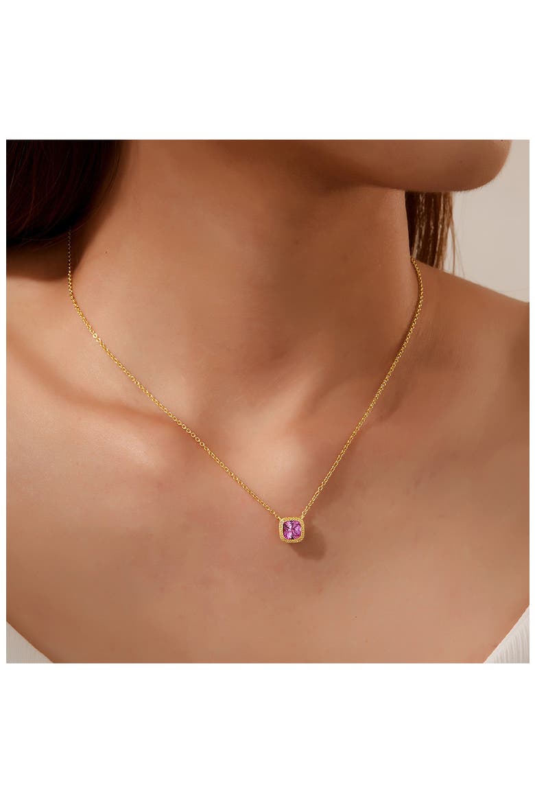 Lab Created Sapphire Pendant Necklace, Alternate, color, PURPLE