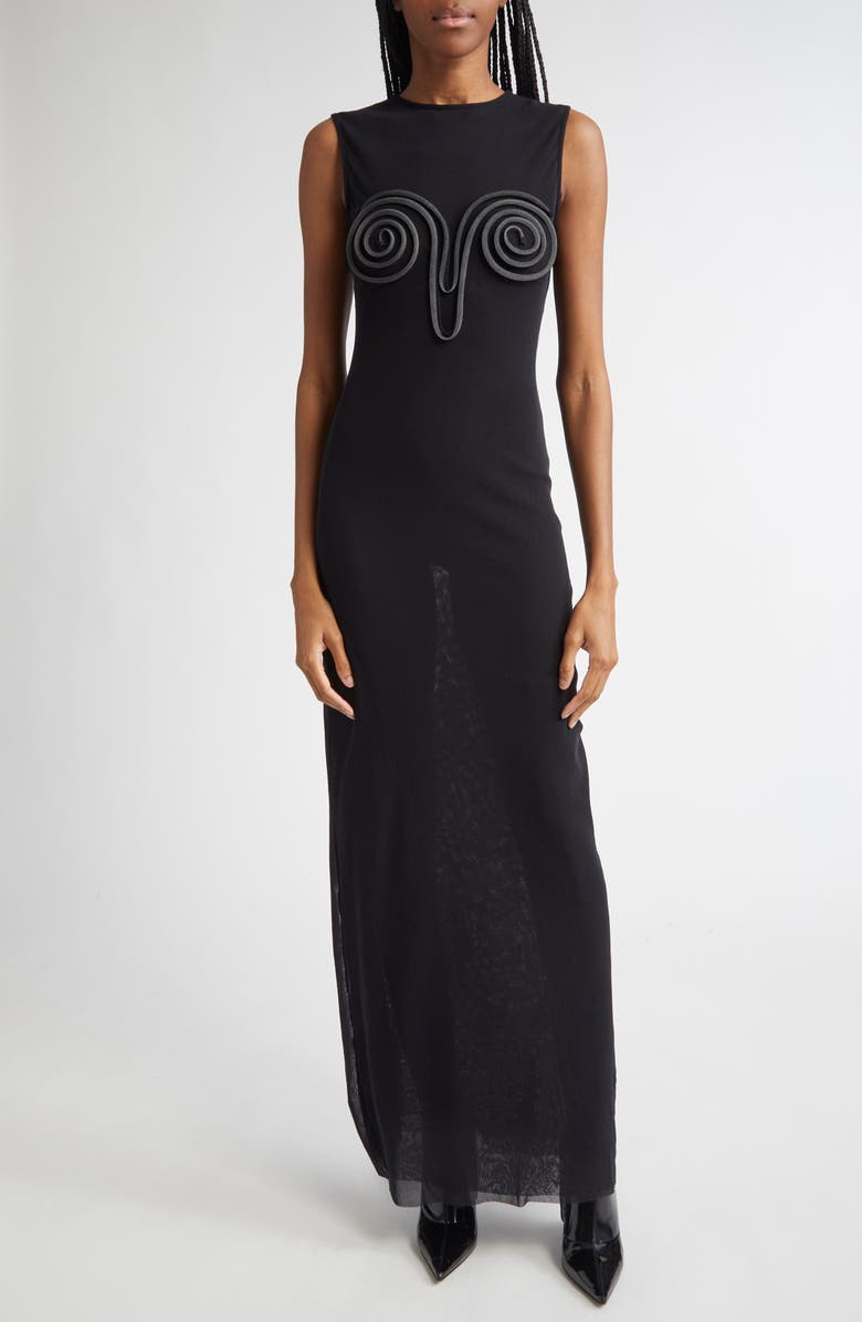 Jean Paul Gaultier Spiral Appliqué Mesh Dress, Main, color, 
