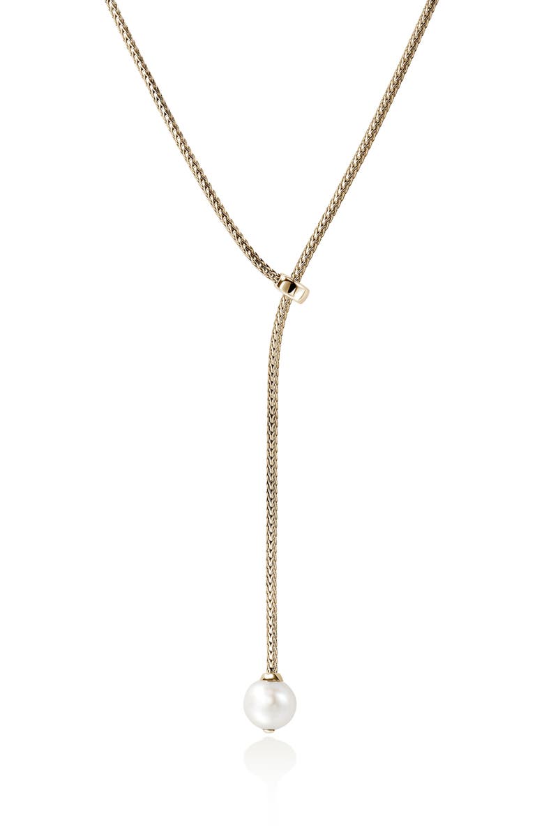 John Hardy JH Essential Pearl Lariat Necklace, Gold, 1.8mm, Main, color, 14K Gold/Pearl