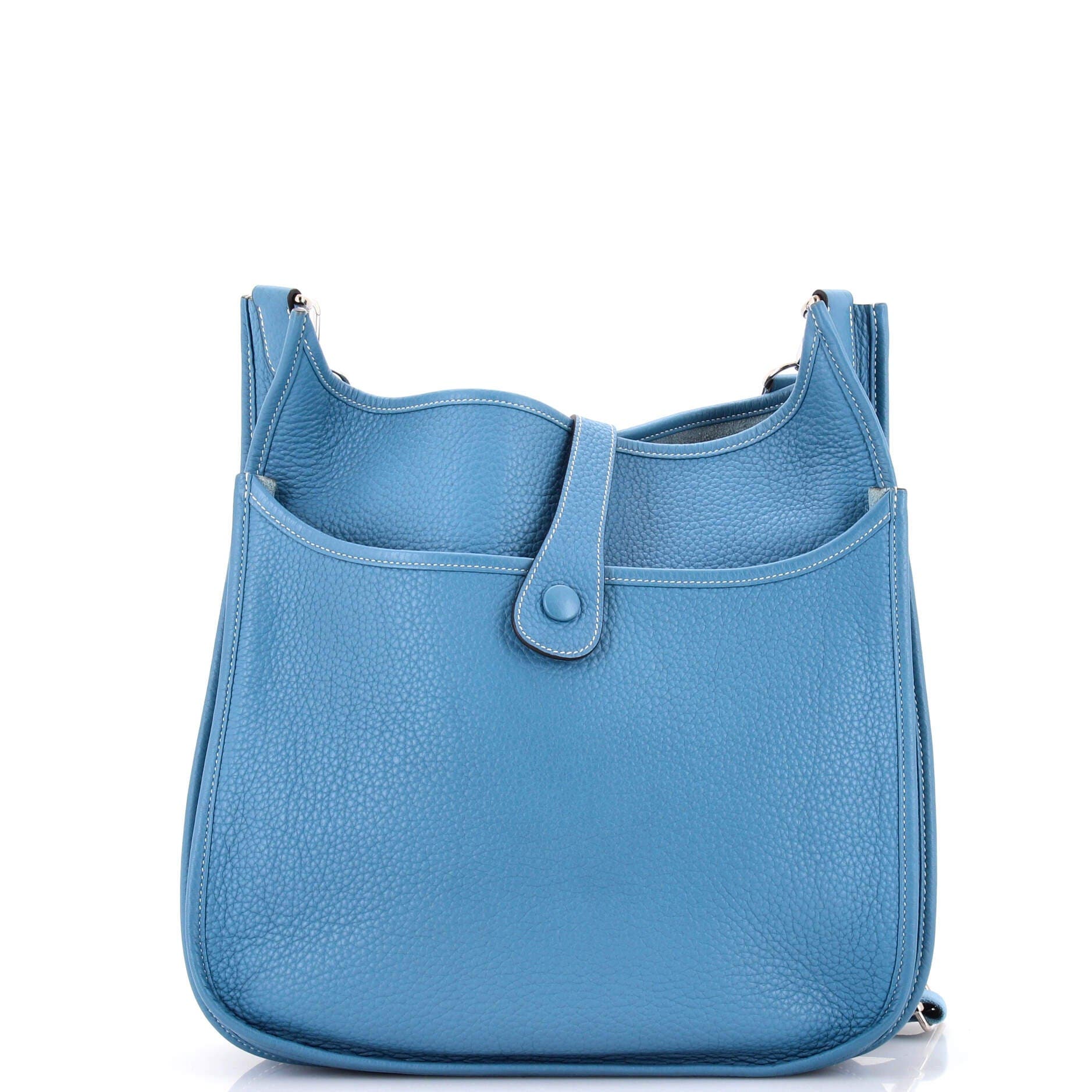 Pre-Owned Hermes Evelyne Bag Gen III Clemence GM, Alternate, color, Bleu Jean
