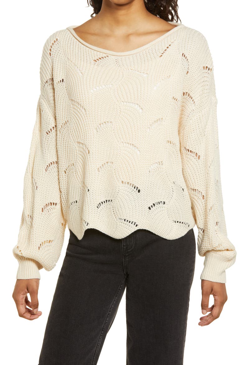 Moonglow Loose Knit Sweater, Main, color, BEIGE