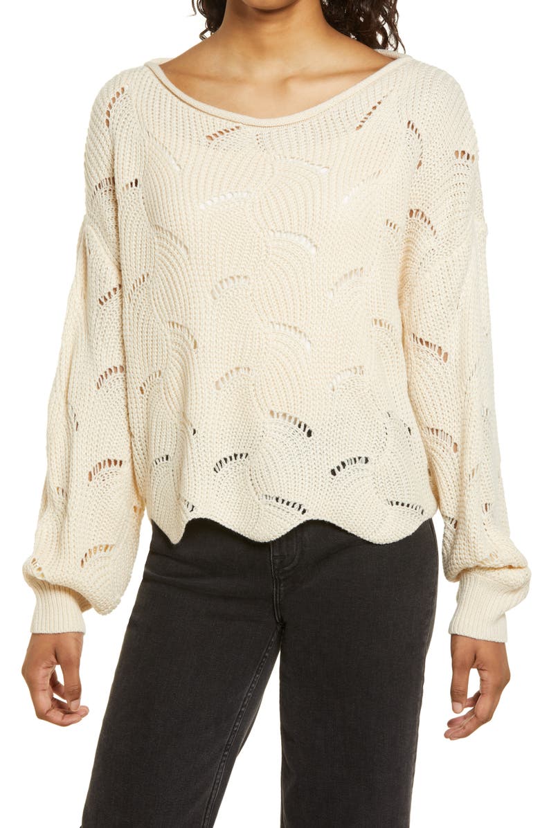 Lulus Moonglow Loose Knit Sweater, Main, color, 