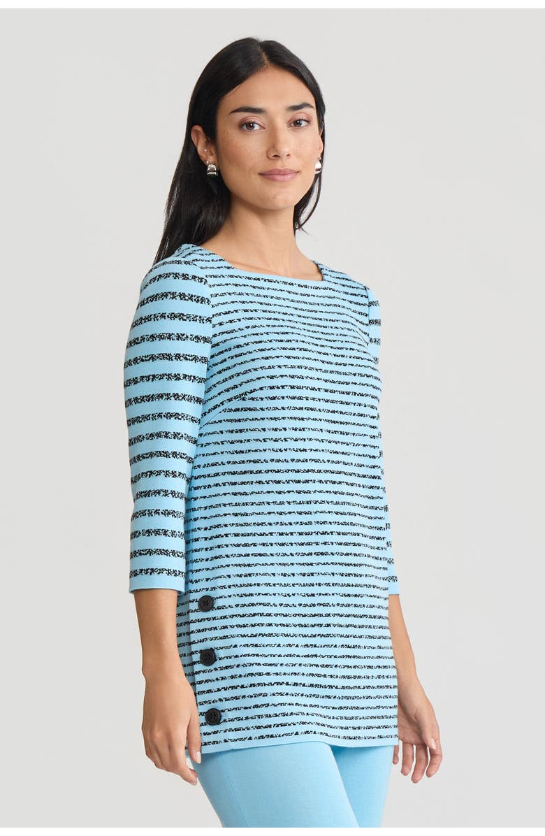 Ming Wang Horizontal Stripe Soft Knit Tunic, Alternate, color, Serene/Black