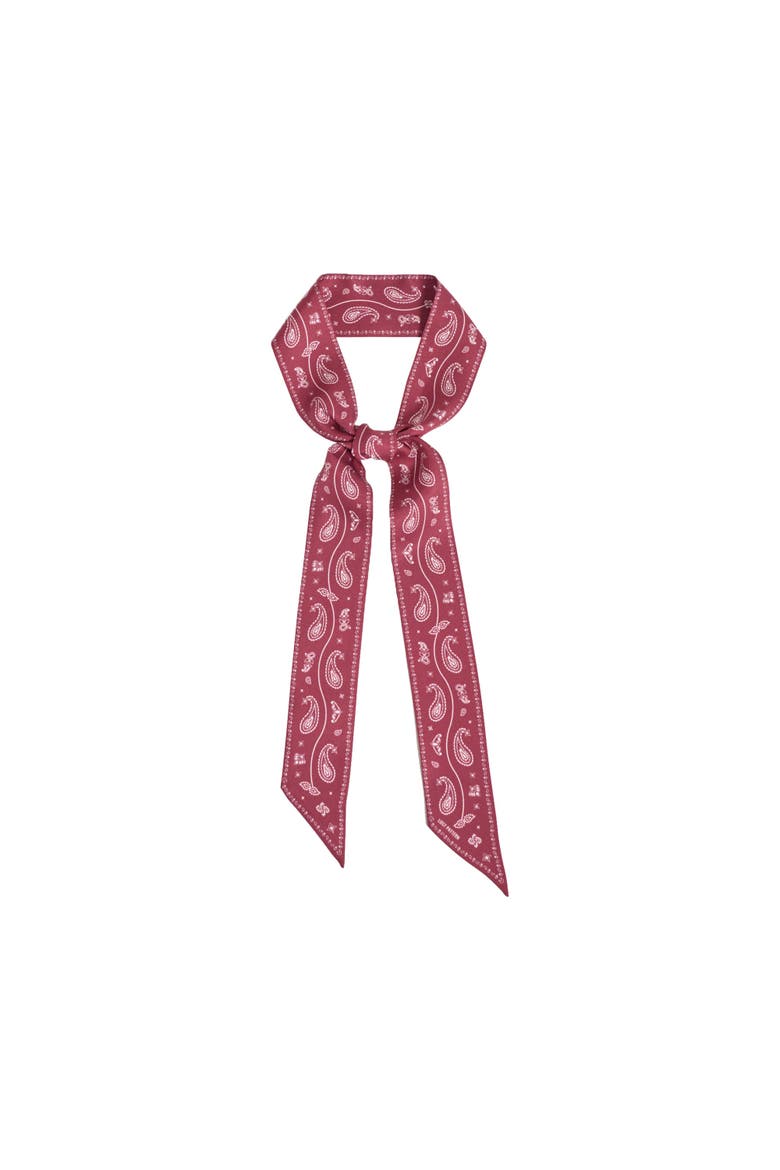 "Paisley" Silk Twill Skinny Scarf, Main, color, Rodeo Red