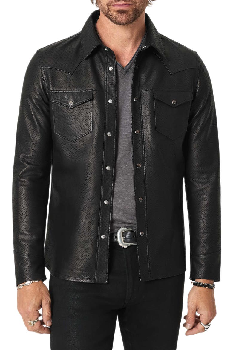 Sage Leather Shirt Jacket, Alternate, color, BLACK