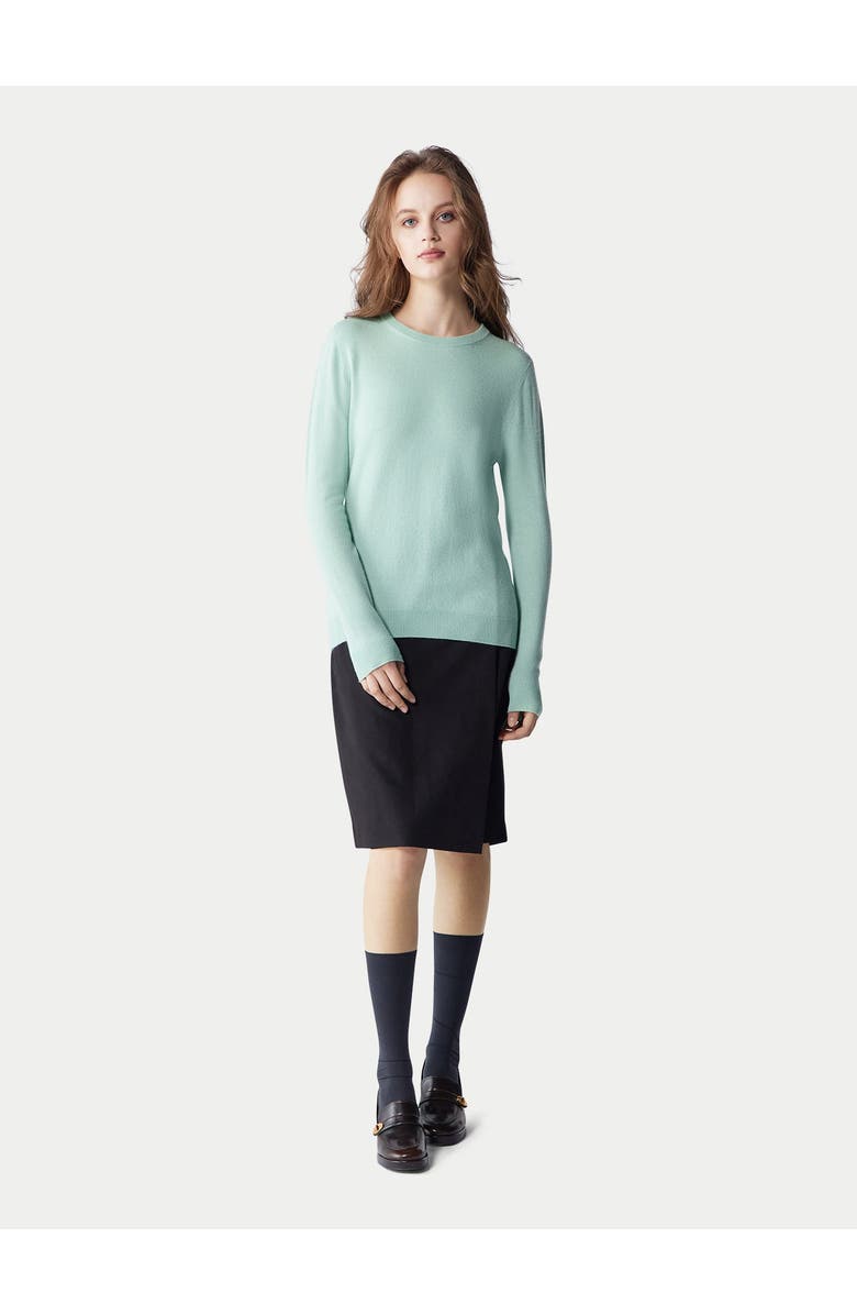 GOBI Mongolian Cashmere Essential Cashmere Crewneck Sweater, Alternate, color, Celadon