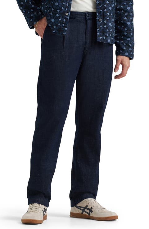 Relaxed Pleated Straight Leg Jeans (Rinse)