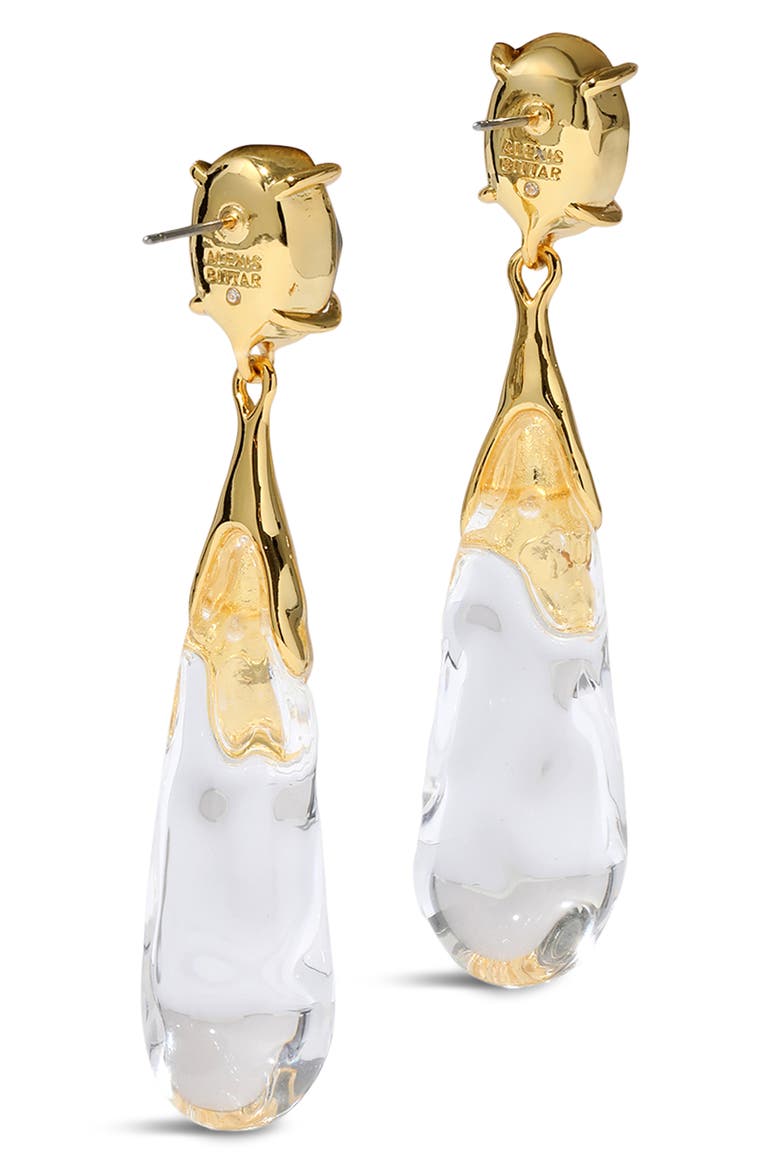Small Bonbon Crystal Lucite® Teardrop Earrings, Alternate, color, GOLD/ LUCITE