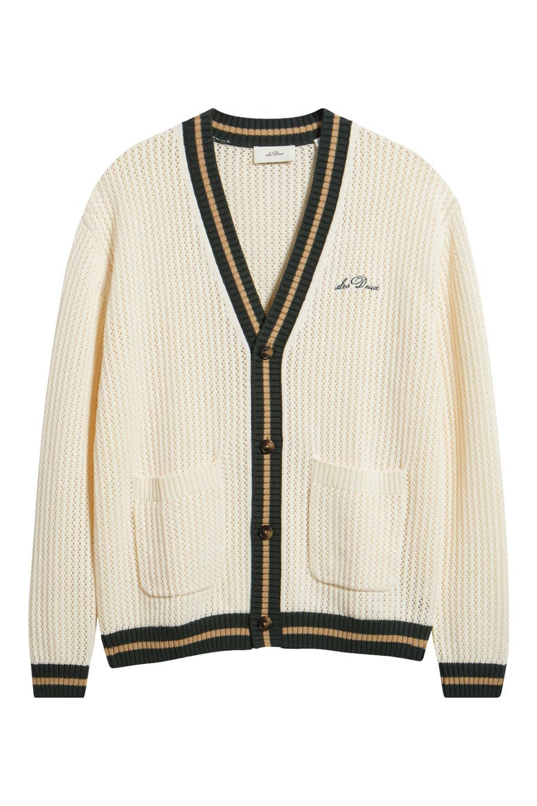 Lace Stitch Cotton Cardigan, Alternate, color, EGGNOG WHITE