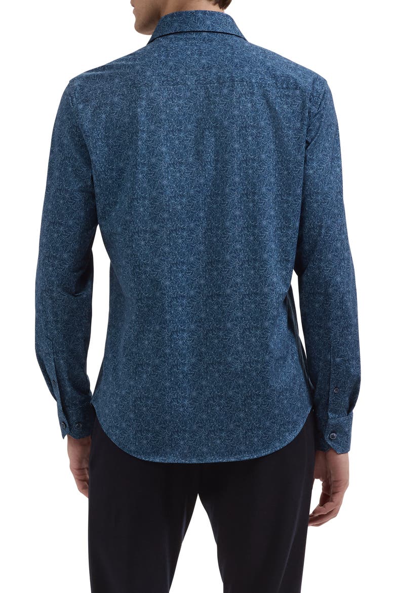 James OoohCotton® Flower Print Button-Up Shirt, Alternate, color, INDIGO