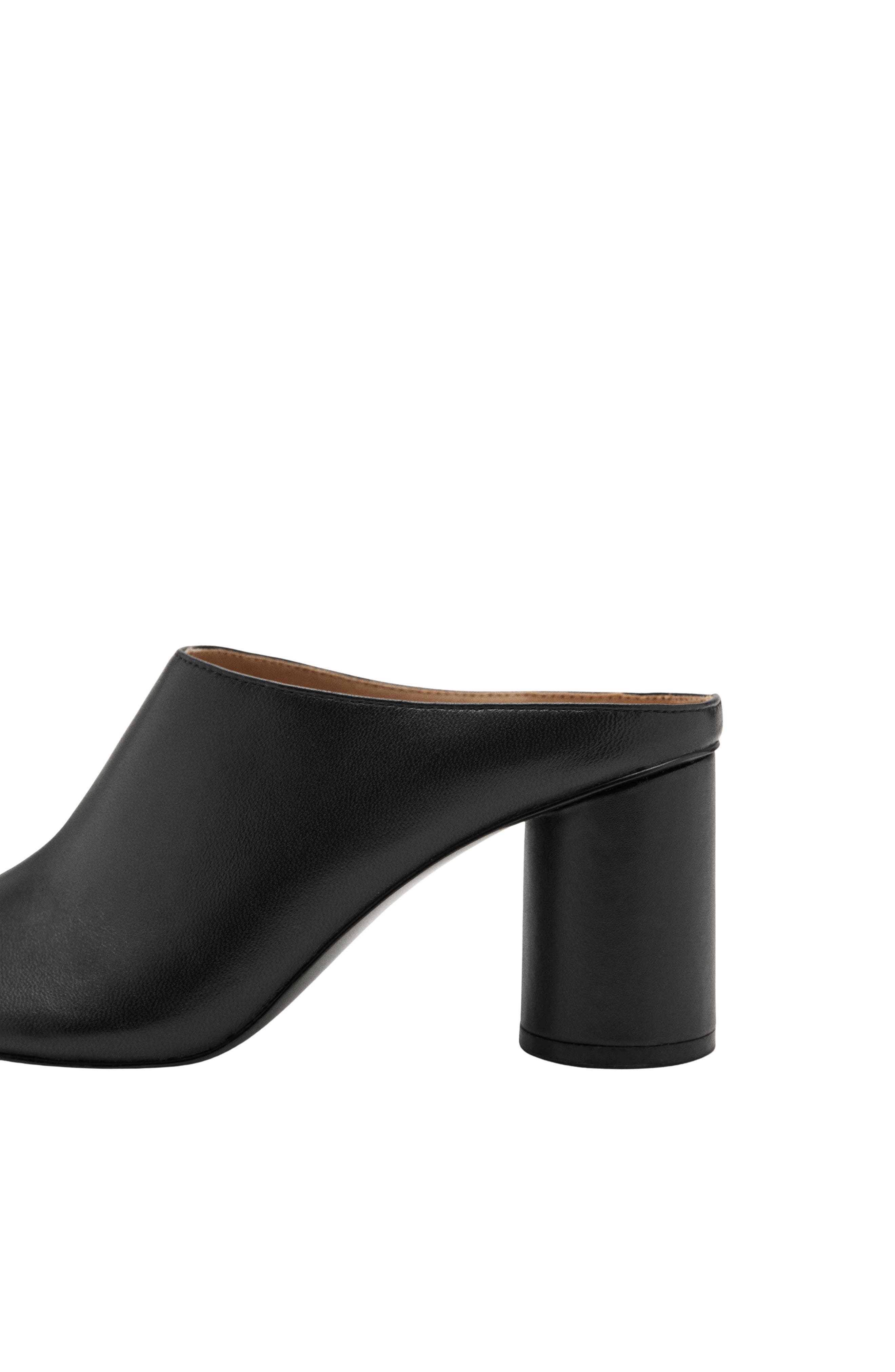 MANGO Leather Clog, Alternate, color, Black