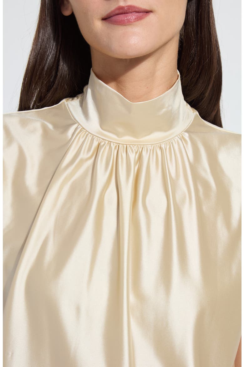 Marcia Turtleneck Ruched Top, Alternate, color, SILKY CREAM