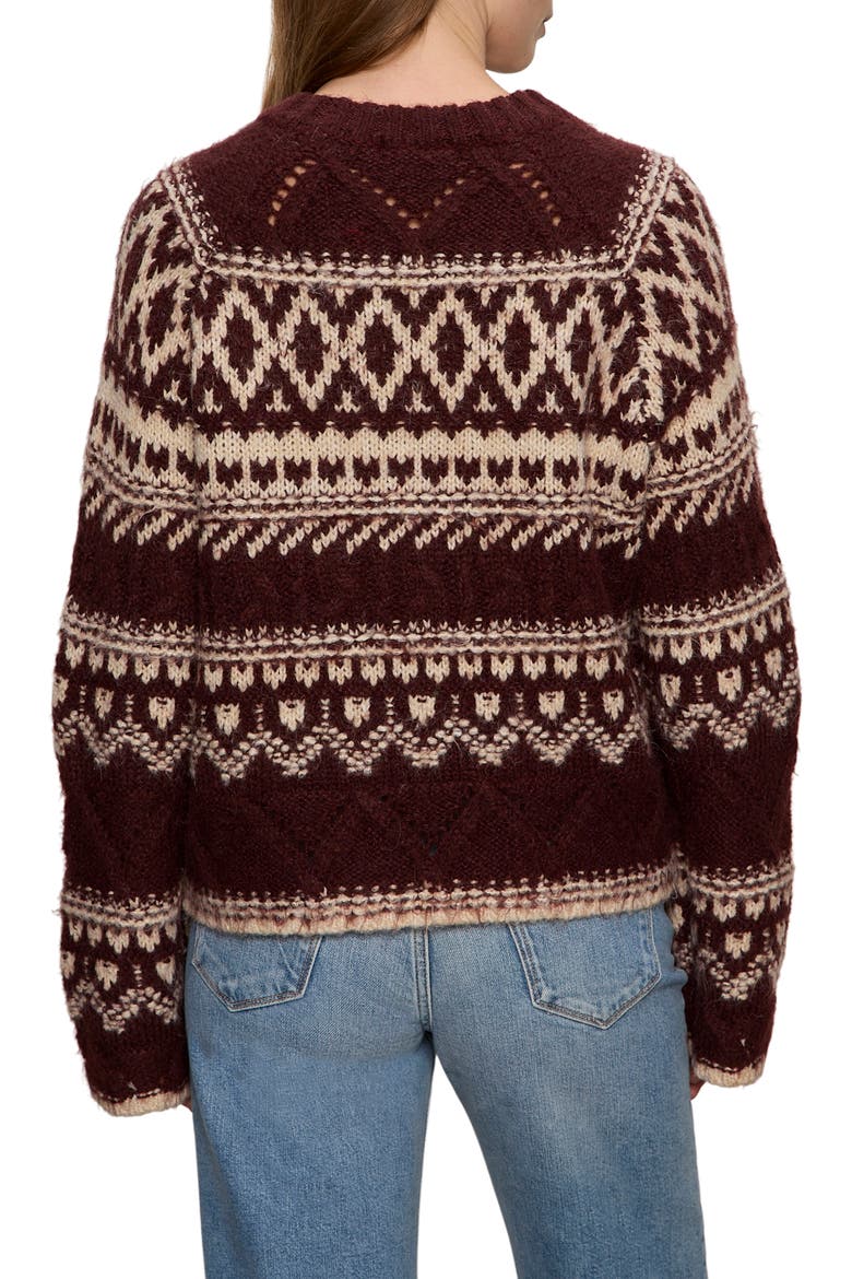 Fair Isle Crewneck Sweater, Alternate, color, DARK CRIMSON MULTI