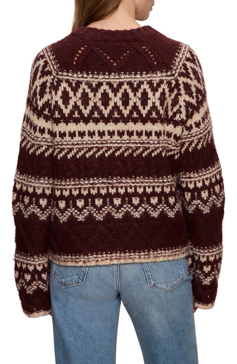Sanctuary Fair Isle Crewneck Sweater, Alternate, color, Dark Crimson Multi