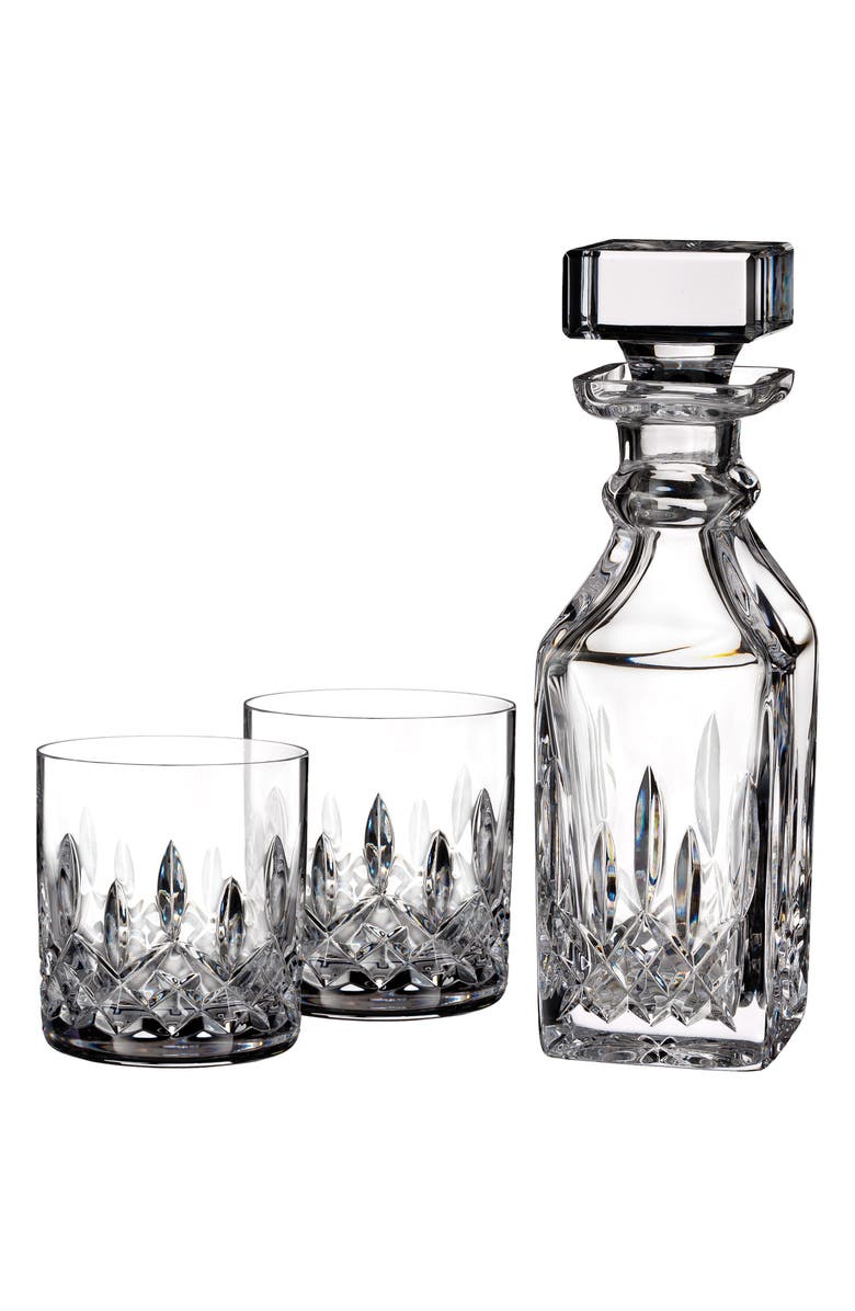 Waterford Lismore Square Lead Crystal Decanter & Tumbler Glasses, Main, color, Crystal