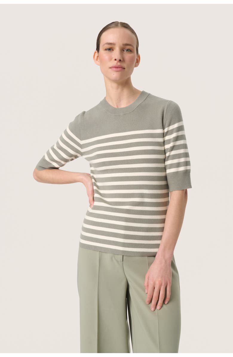 Soaked in Luxury SLSpina Slim Fit Crew Neck Pullover, Main, color, Shadow W White Stripe