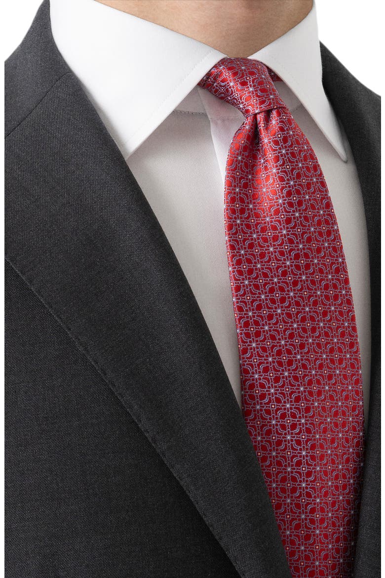 Jacquard Silk Tie, Alternate, color, RED