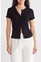 Pointelle Knit Button-Up Top