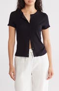 Melrose and Market Pointelle Knit Button-Up Top