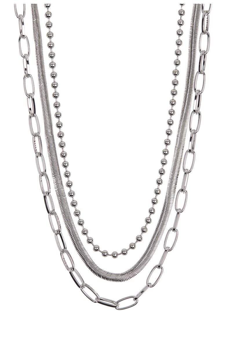 NORDSTROM RACK Assorted Layered Chain Necklace, Main, color, Rhodium