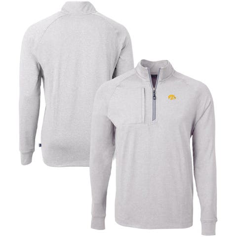Men's Cutter & Buck  Heather Gray Iowa Hawkeyes Big & Tall Adapt Eco Knit Quarter-Zip Pullover Top