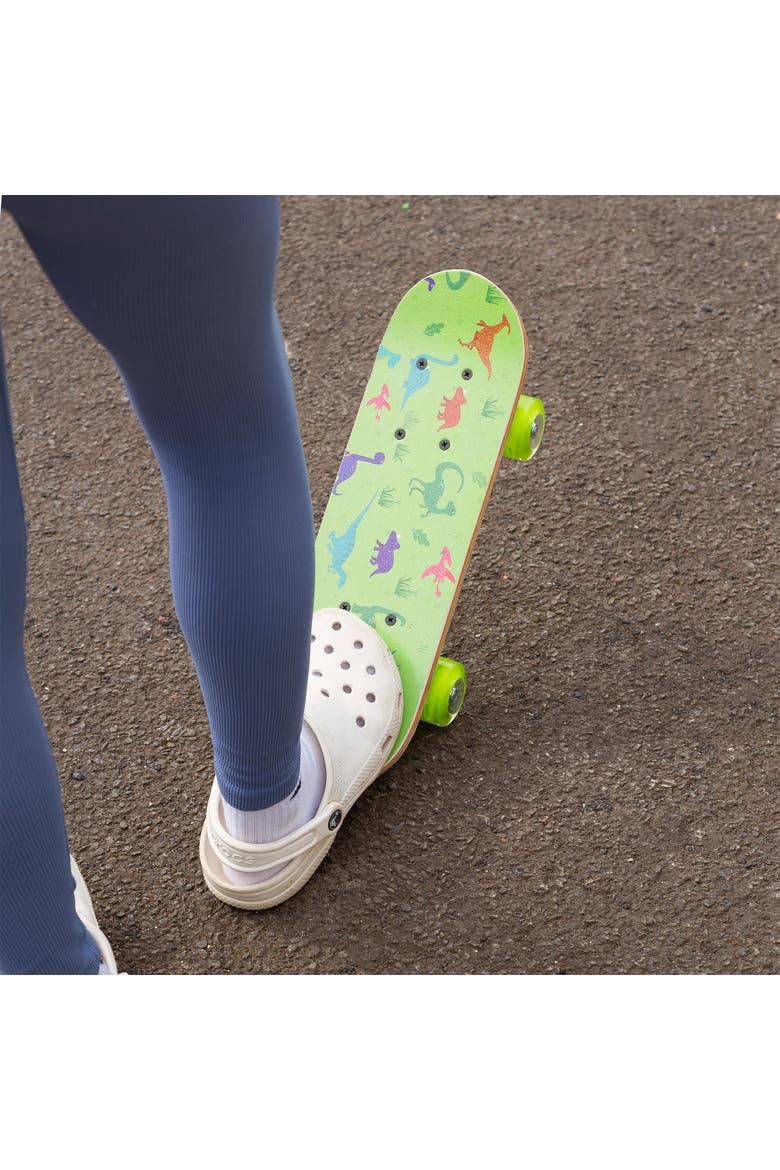 17" Dinosaur Skateboard Flashing Wheels, Antislip Grip, Wooden Deck, Alternate, color, Multicolored