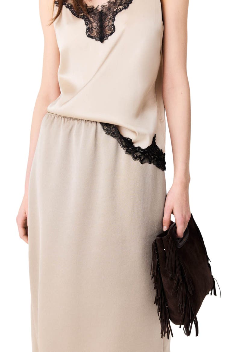 Satin pencil skirt, Alternate, color, Beige