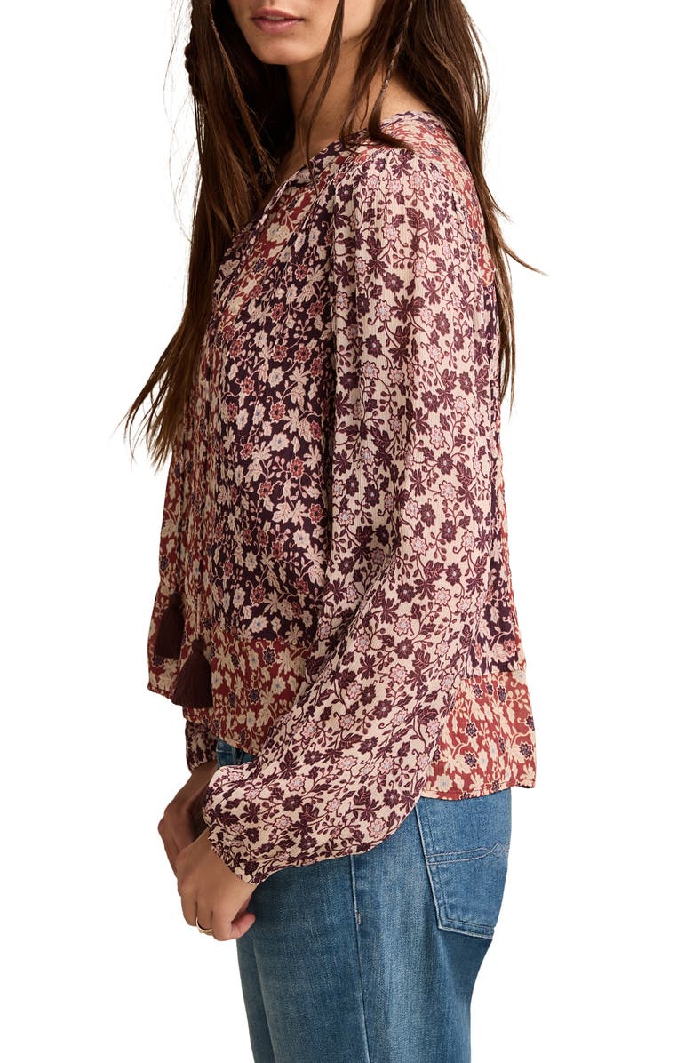 Lucky Brand Boho Floral Print Long Sleeve Top, Alternate, color, 