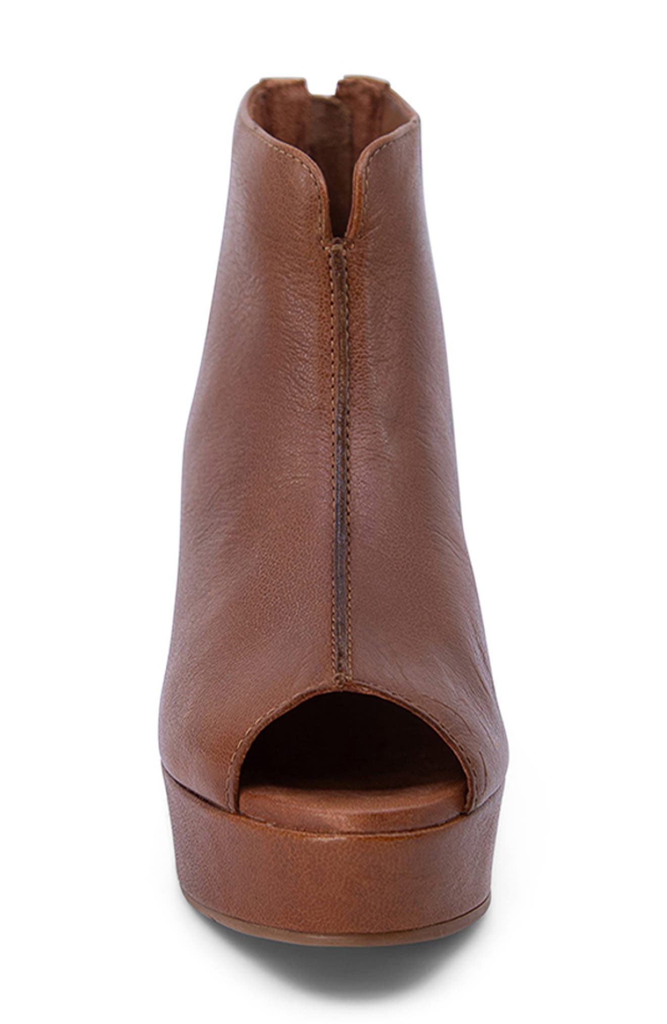 Chocolat Blu Gion Peep Toe Platform Bootie, Alternate, color, Brown Leather