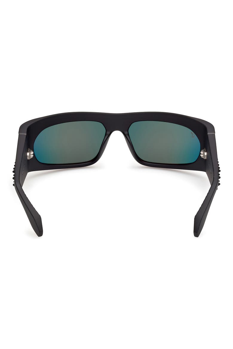 64mm Geometric Sunglasses, Alternate, color, BLACK / GUNMETAL / ZEISS FLASH