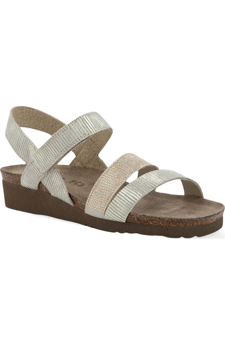 Naot 'Krista' Sandal, Main, color, Platinum Stripe/ Gold