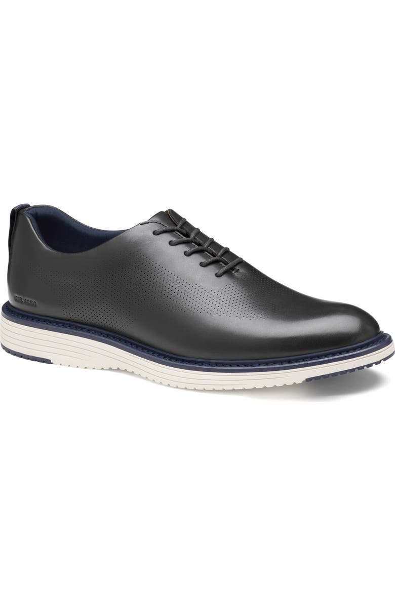 Johnston & Murphy Upton Perforated Plain Toe Oxford, Main, color, Black Full Grain