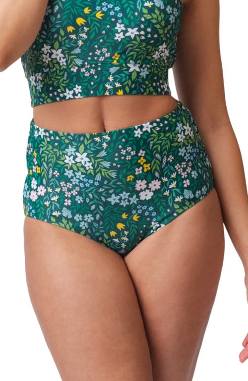 Shop Lime Ricki Swimwear Reversible Ultra High-waist Bottom In Cottage Floral/basil