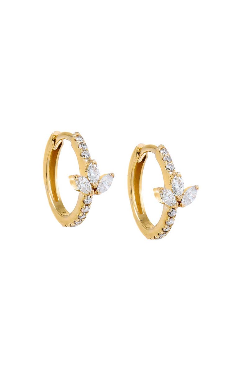 BY ADINA EDEN Diamond Triple Marquise Huggie Earring 14K, Main, color, 