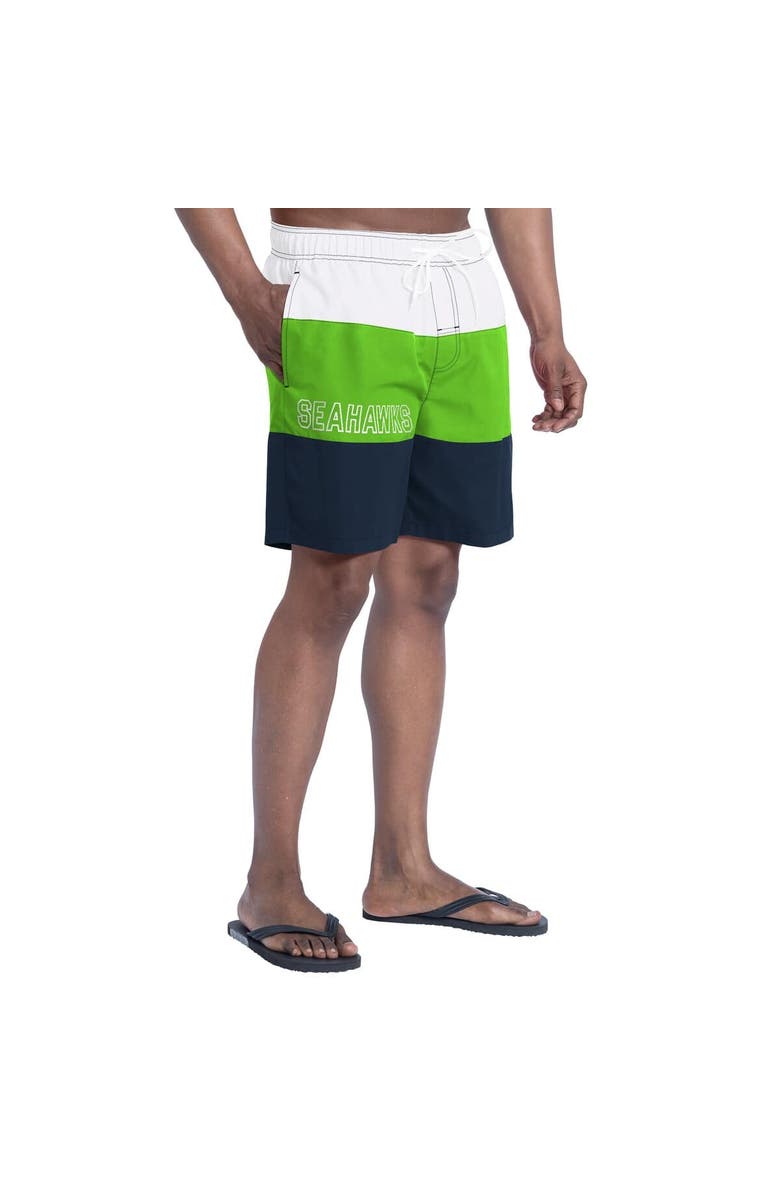 G-III SPORTS BY CARL BANKS Men's G-III Sports by Carl Banks  College Navy/Neon Green Seattle Seahawks Sunrise Volley Swim Shorts, Alternate, color, College Navy