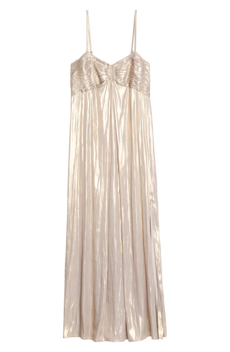 Zadig & Voltaire Rippie Pleated Metallic Satin Slipdress, Alternate, color, Gold