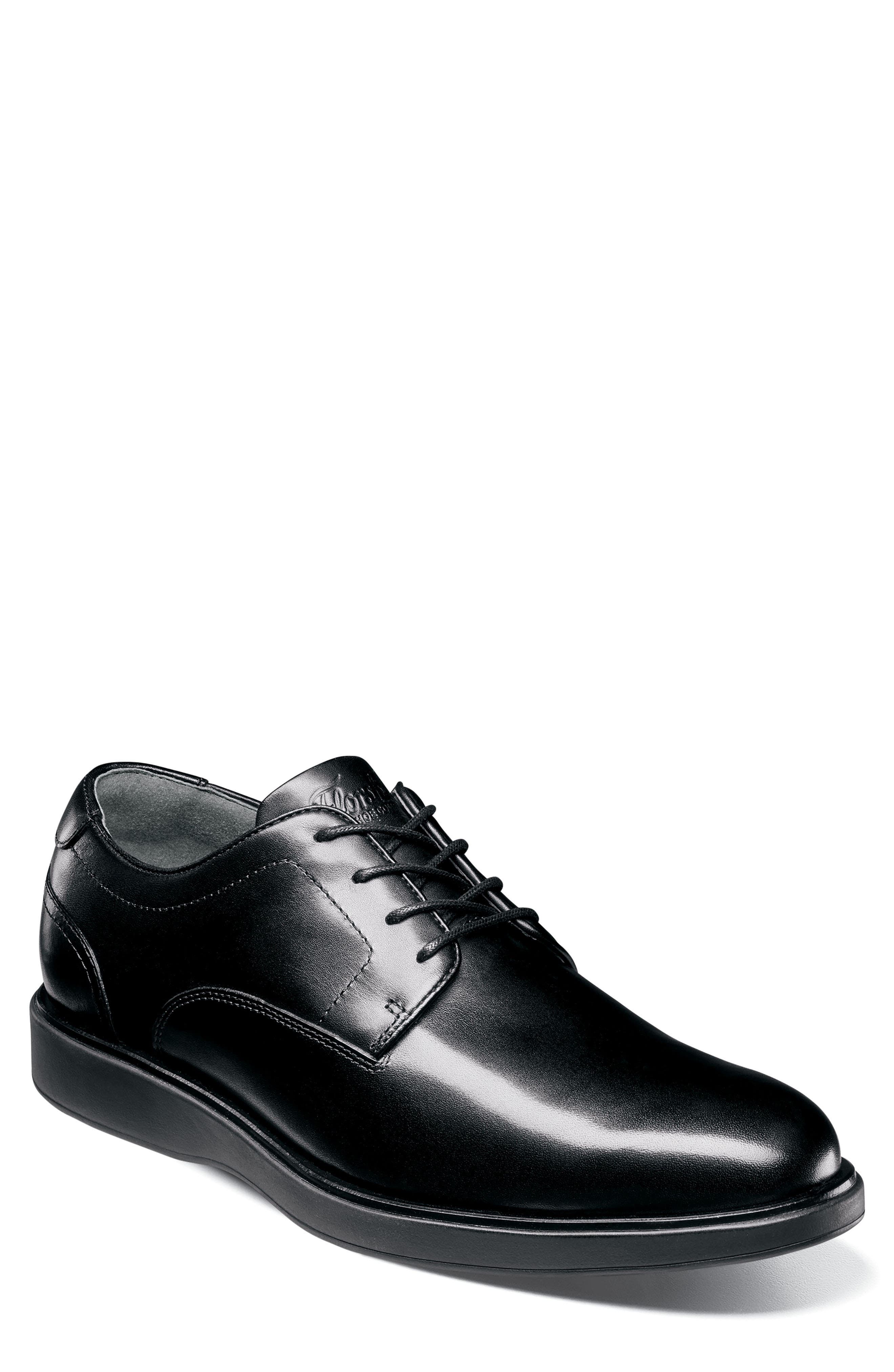 Avenue Leather Plain Toe Oxford, Main, color, BLACK