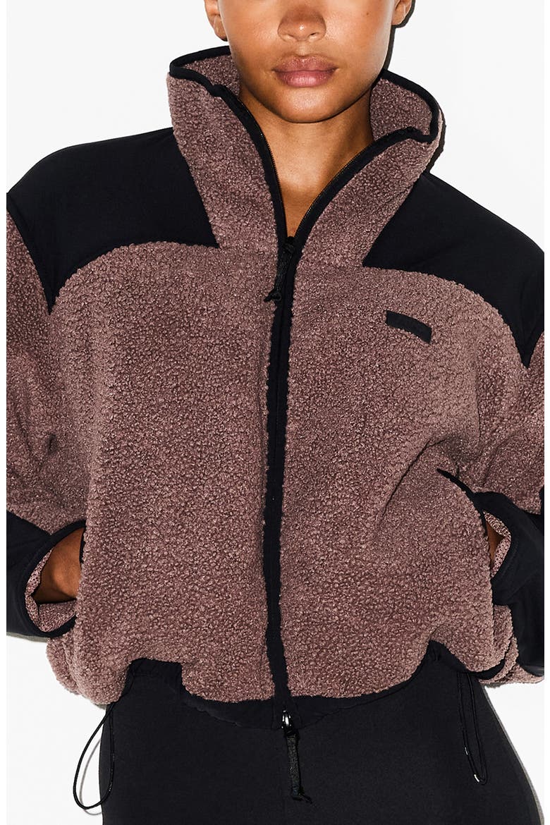 Faux Shearling Zip Jacket, Alternate, color, UMBER