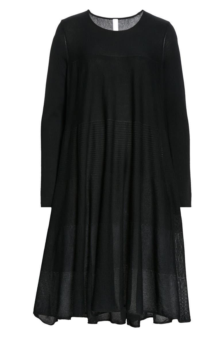 Addison Rib Detail Long Sleeve Dress, Alternate, color, BLACK