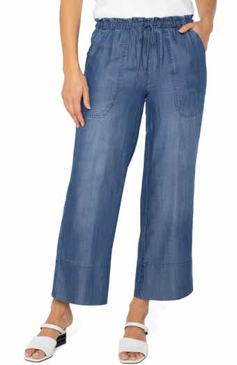 Liverpool Los Angeles Drawstring Chambray Ankle Wide Leg Pants