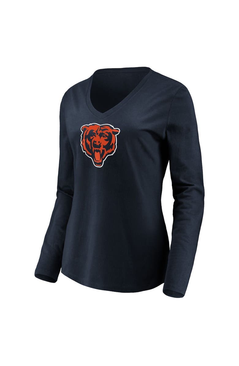 FANATICS Women's Fanatics Branded Navy Chicago Bears Primary Logo Long Sleeve V-Neck T-Shirt, Alternate, color, 