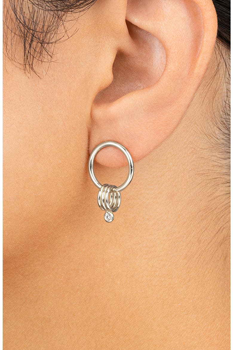 Christabel Trio Circle Drop Frontal Hoop Earrings, Alternate, color, SILVER