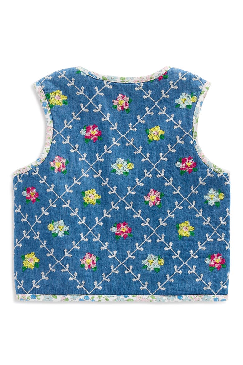 Kids' Reversible Quilted Vest, Alternate, color, EMBROIDERED DENIM