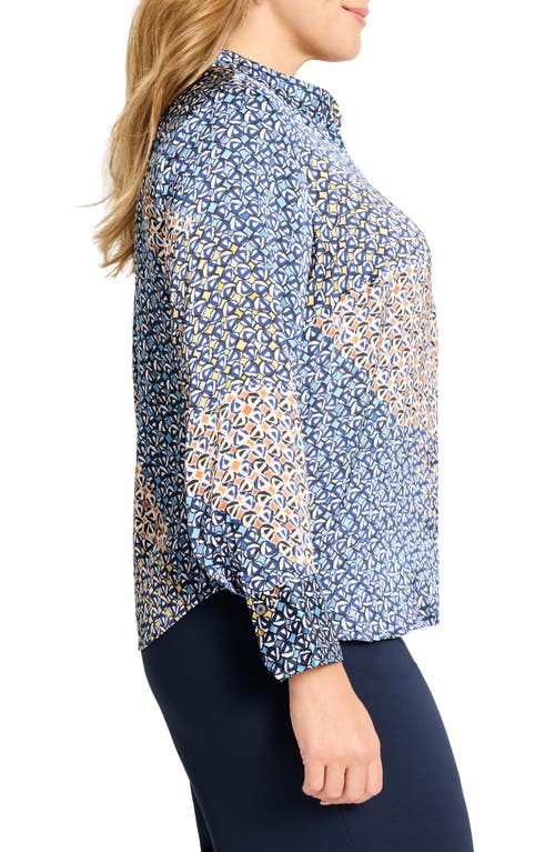 Nic + Zoe Nic+zoe Monogram Mix Button-up Top In Blue