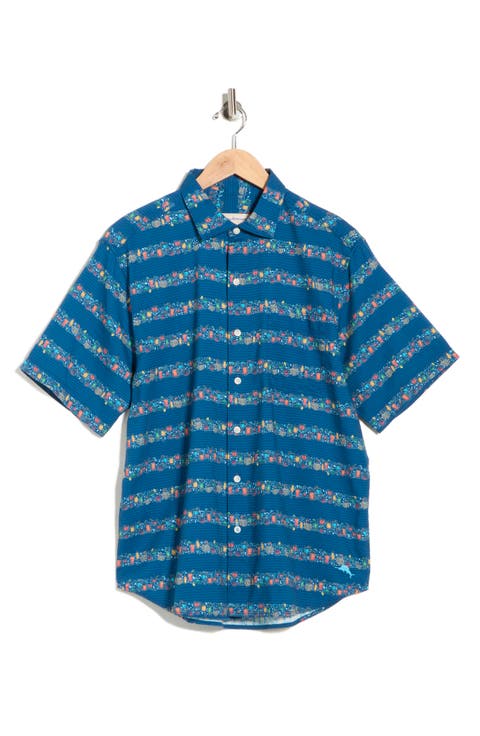Tropical Drinks Short Sleeve Button-Up Shirt