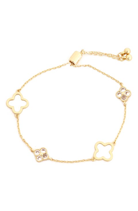 Crystal Clover Station Slider Bracelet