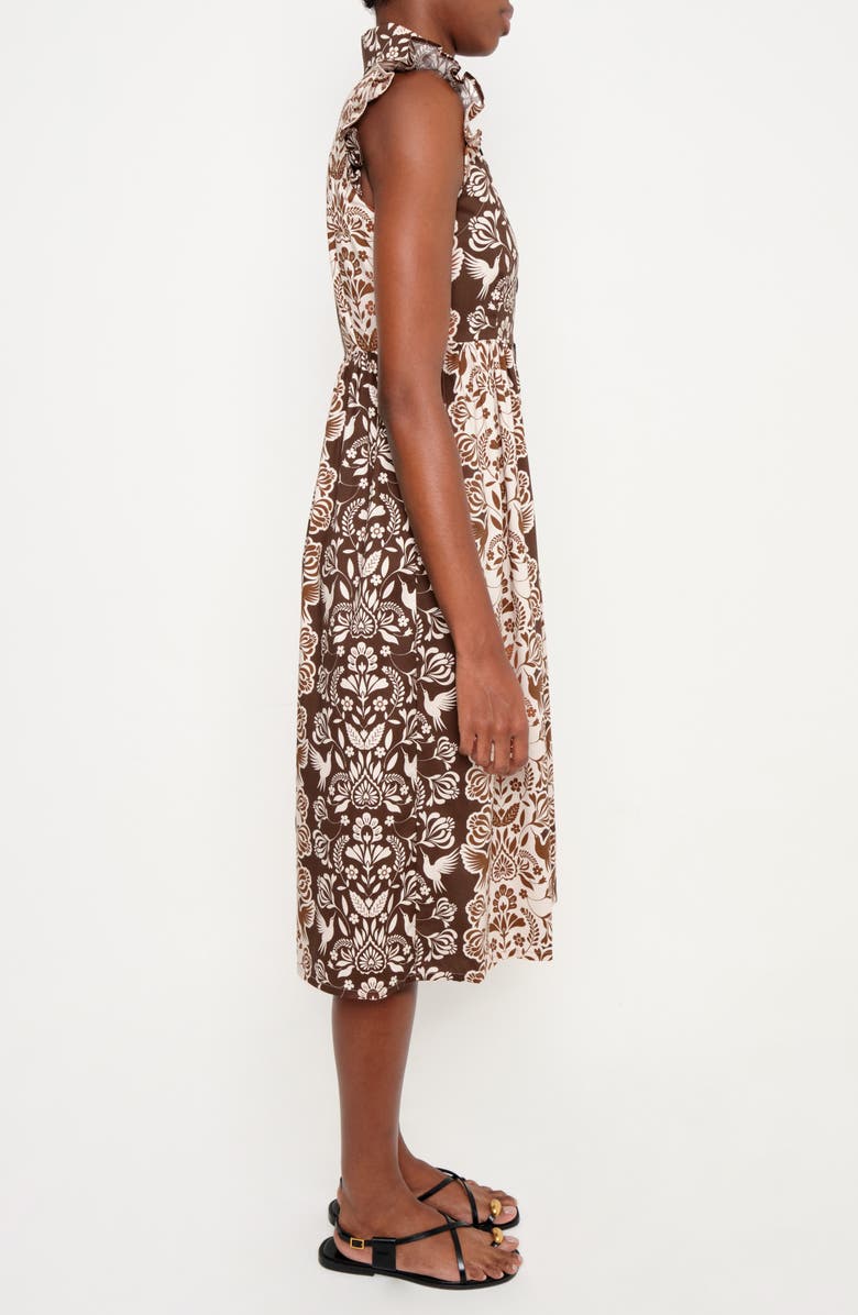 The Lulo Project Flying Pier Print Midi Dress, Alternate, color, Brown Folk Paisley