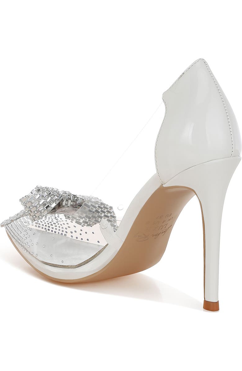 LONDON RAG Erika Crystal Embellished Bow Clear & Metallic Pump, Alternate, color, White