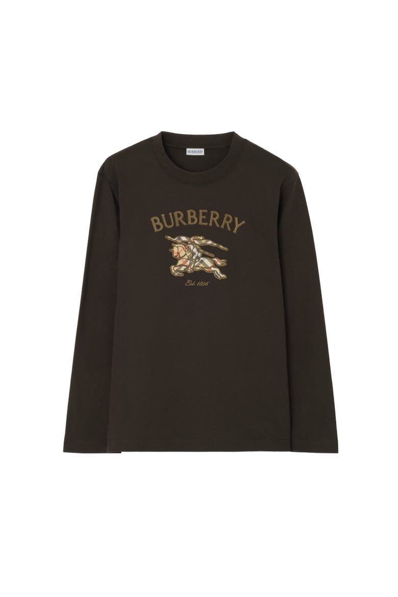 Knight Check Cotton Long-sleeve T-shirt, Alternate, color, Chocolate brown