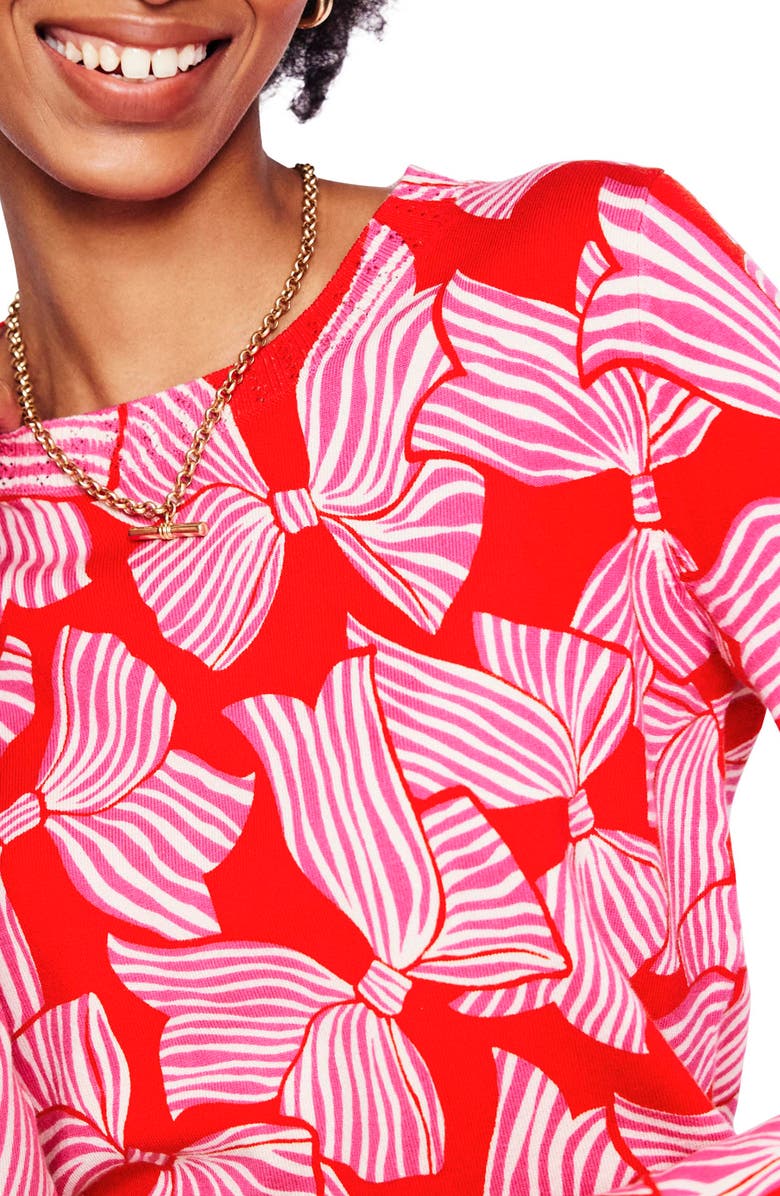 Boden Emilia Bow Print Crewneck Sweater, Alternate, color, 